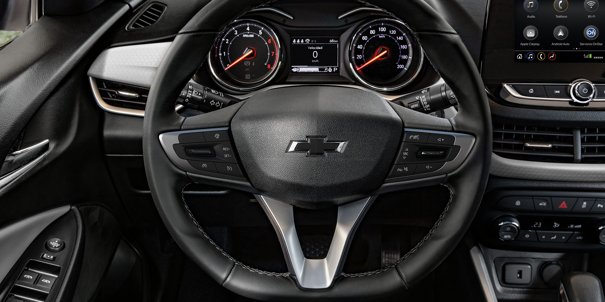 Controles de audio y teléfono al volante para Chevrolet Onix 2025, sedán
